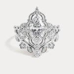 Elaine丨Marquise Cut Lab Diamond Ornate Botanical Engagement Ring Set - Rings