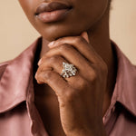 Elaine丨Marquise Cut Lab Diamond Ornate Botanical Engagement Ring Set - Rings