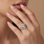 Elaine丨Marquise Cut Lab Diamond Ornate Botanical Engagement Ring Set - Rings