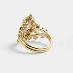Elaine丨Marquise Cut Lab Diamond Ornate Botanical Engagement Ring Set - Rings