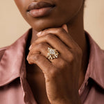 Elaine丨Marquise Cut Lab Diamond Ornate Botanical Engagement Ring Set - Rings