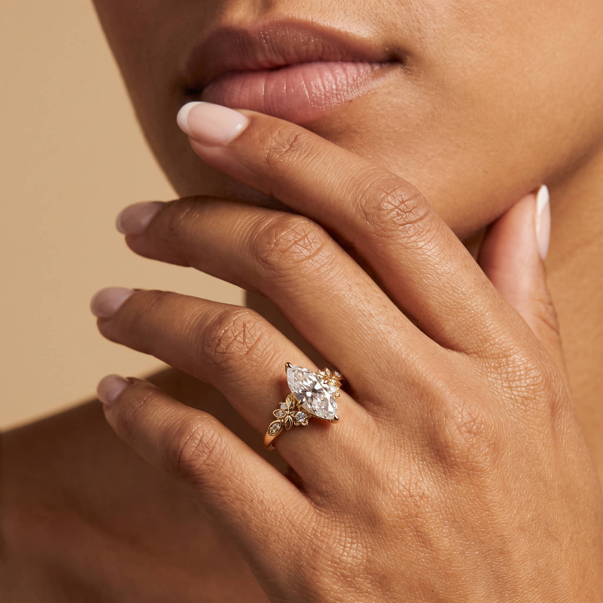 Althea丨Marquise Floral Vine Lab-Grown Diamond Engagement Ring - Rings