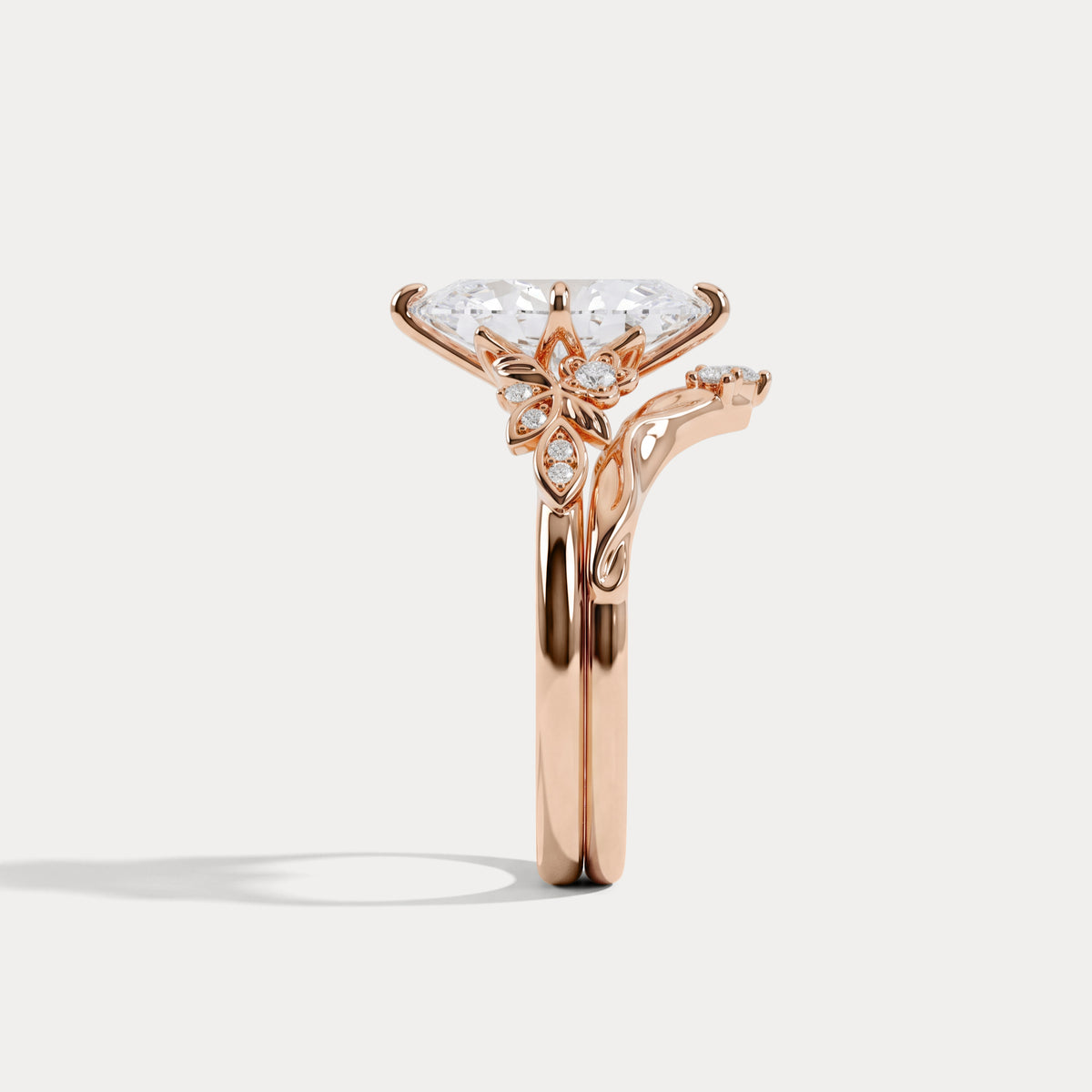 Althea丨Marquise Cut Lab-Grown Diamond Ornate Bridal Ring Set - Rings