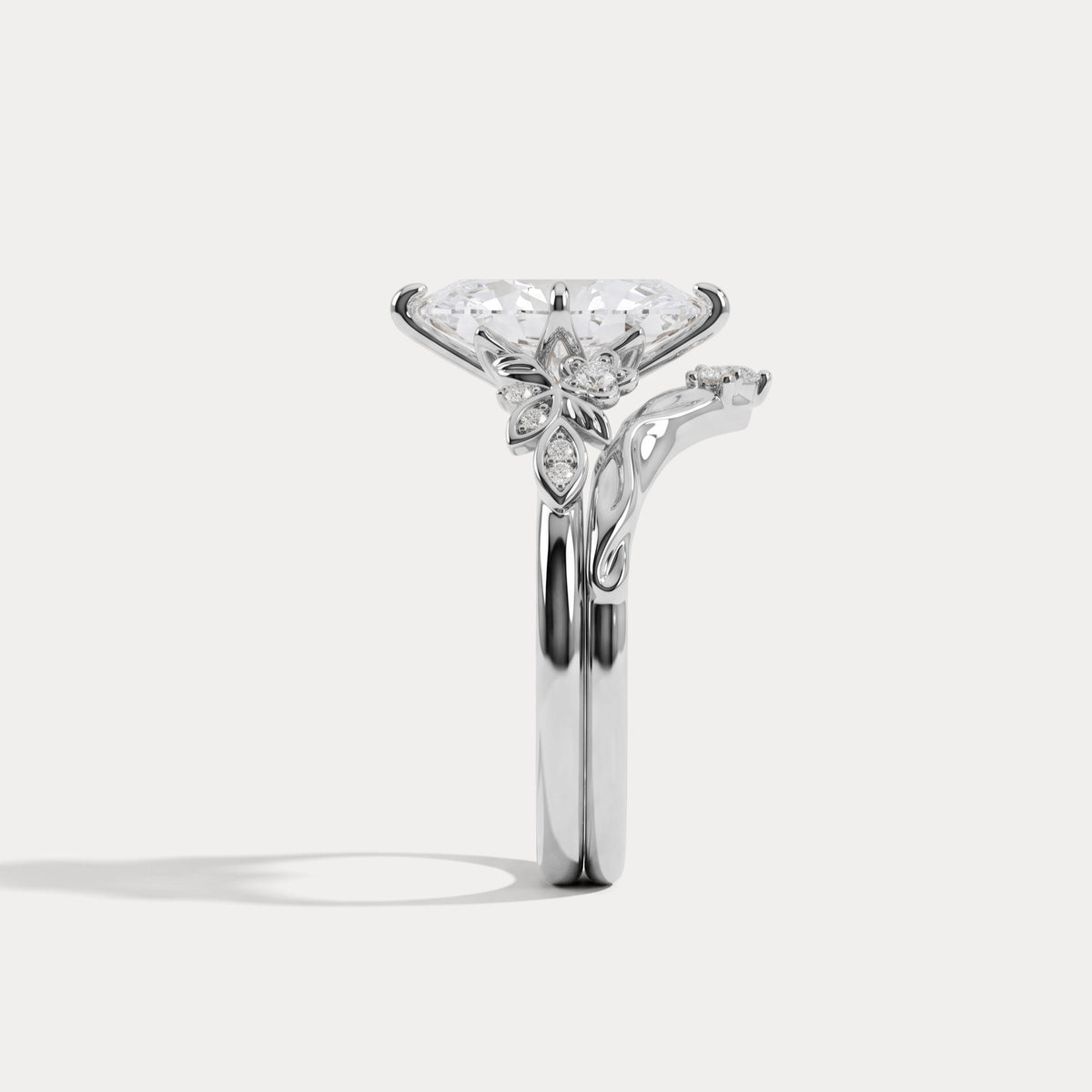 Althea丨Marquise Cut Lab-Grown Diamond Ornate Bridal Ring Set - Rings
