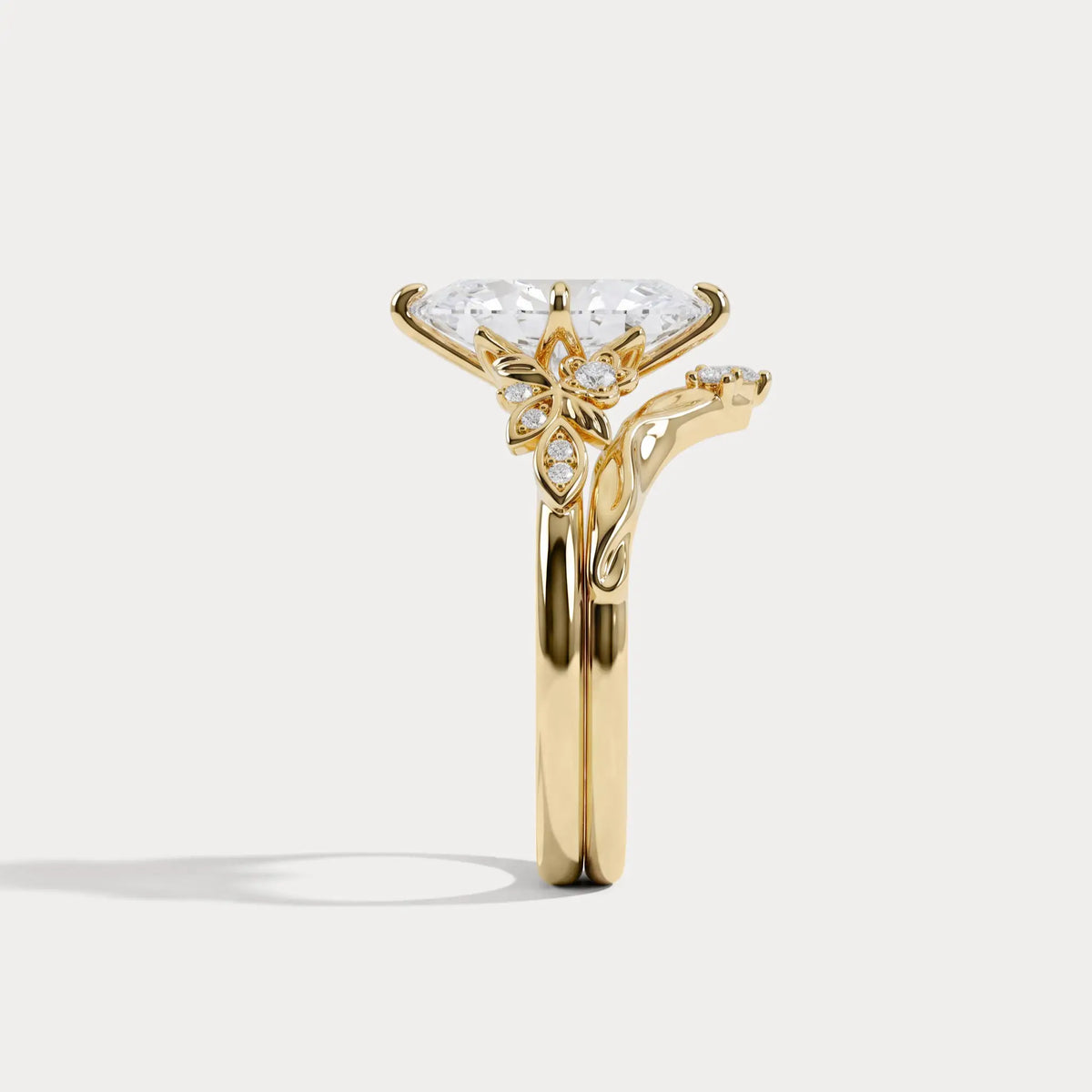Althea丨Marquise Cut Lab-Grown Diamond Ornate Bridal Ring Set - Rings
