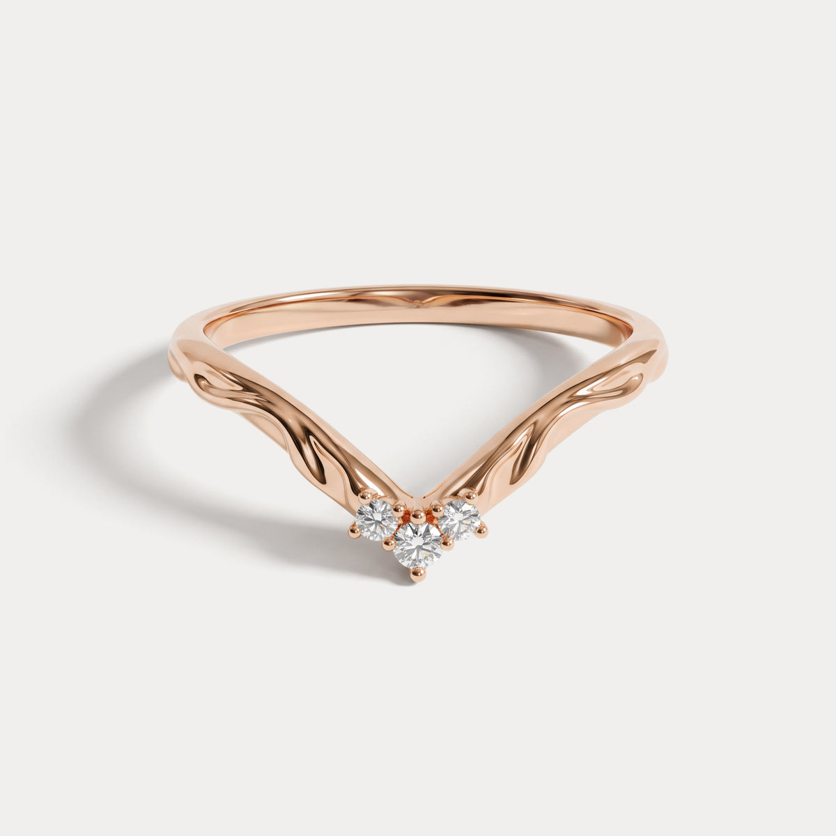 Althea丨Sculpted Vine V-Contour Three-Stone Lab Diamond Wedding Band - Rings