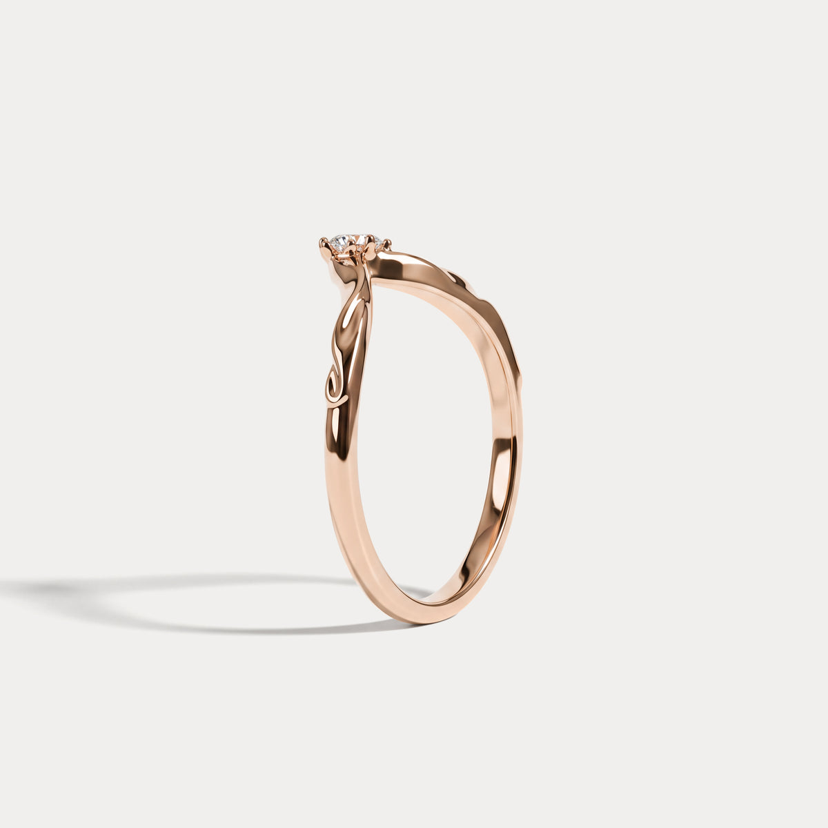 Althea丨Sculpted Vine V-Contour Three-Stone Lab Diamond Wedding Band - Rings