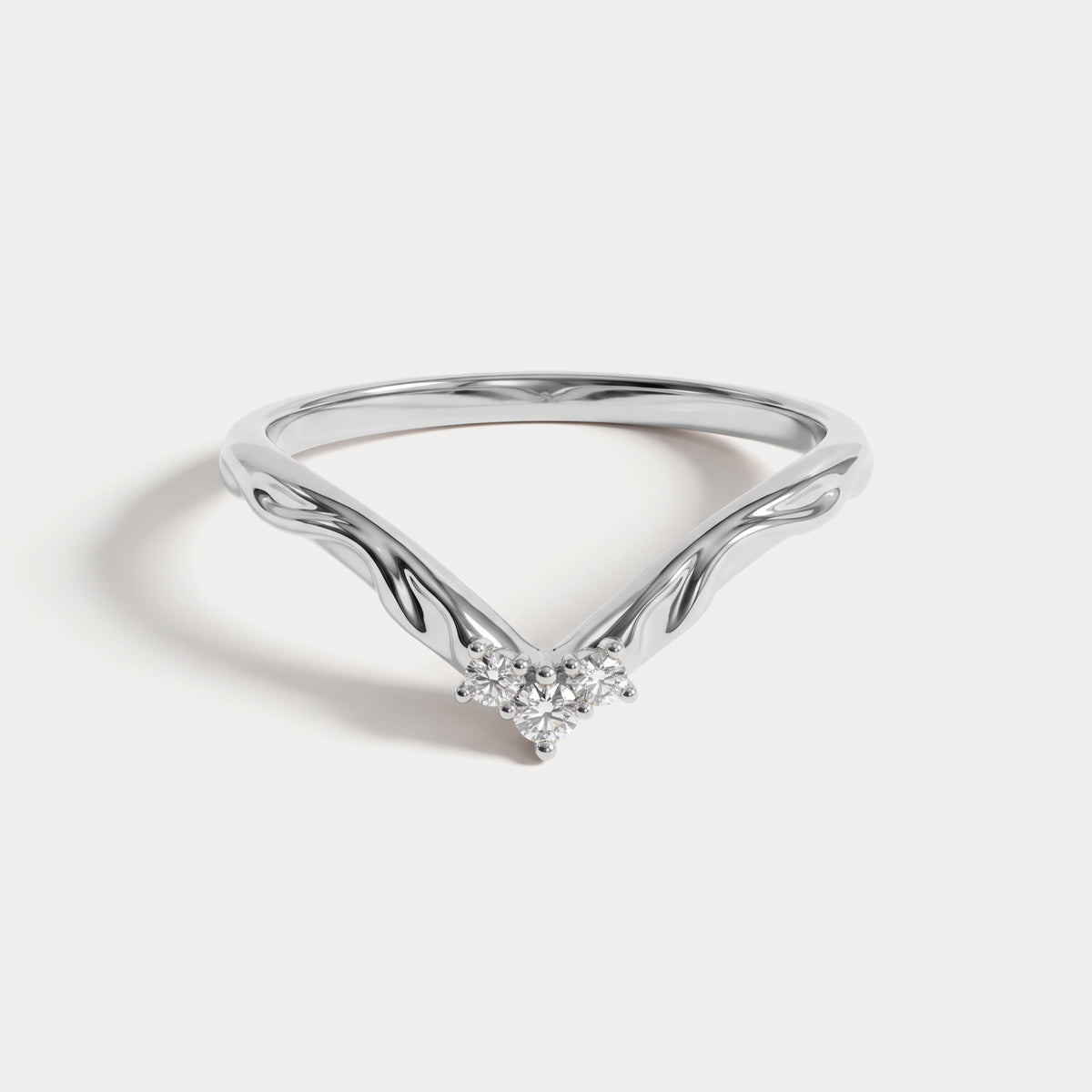 Althea丨Sculpted Vine V-Contour Three-Stone Lab Diamond Wedding Band - Rings