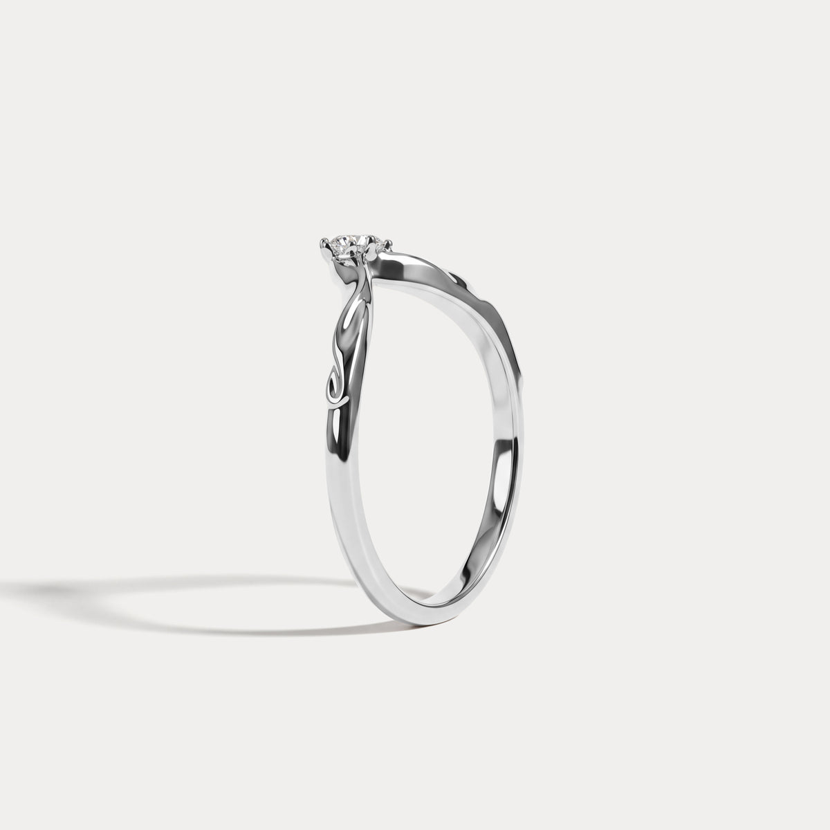 Althea丨Sculpted Vine V-Contour Three-Stone Lab Diamond Wedding Band - Rings