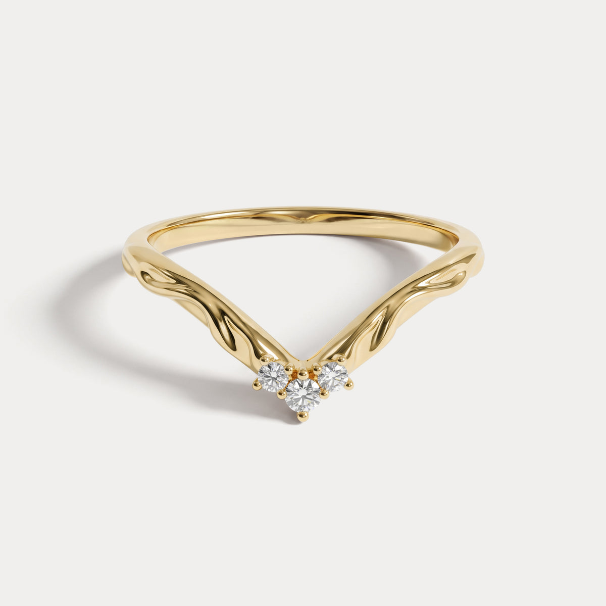 Althea丨Sculpted Vine V-Contour Three-Stone Lab Diamond Wedding Band - Rings