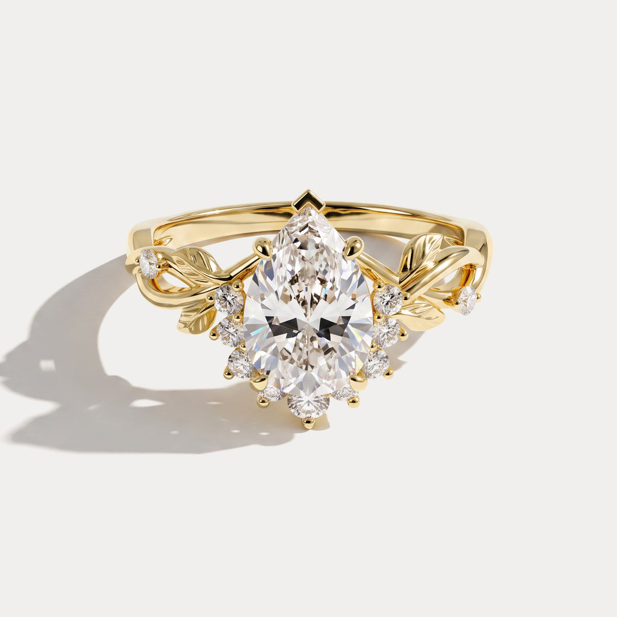 Diane丨Pear Cut Lab-Diamond Botanical Vine Twisted Shank Engagement Ring - Rings
