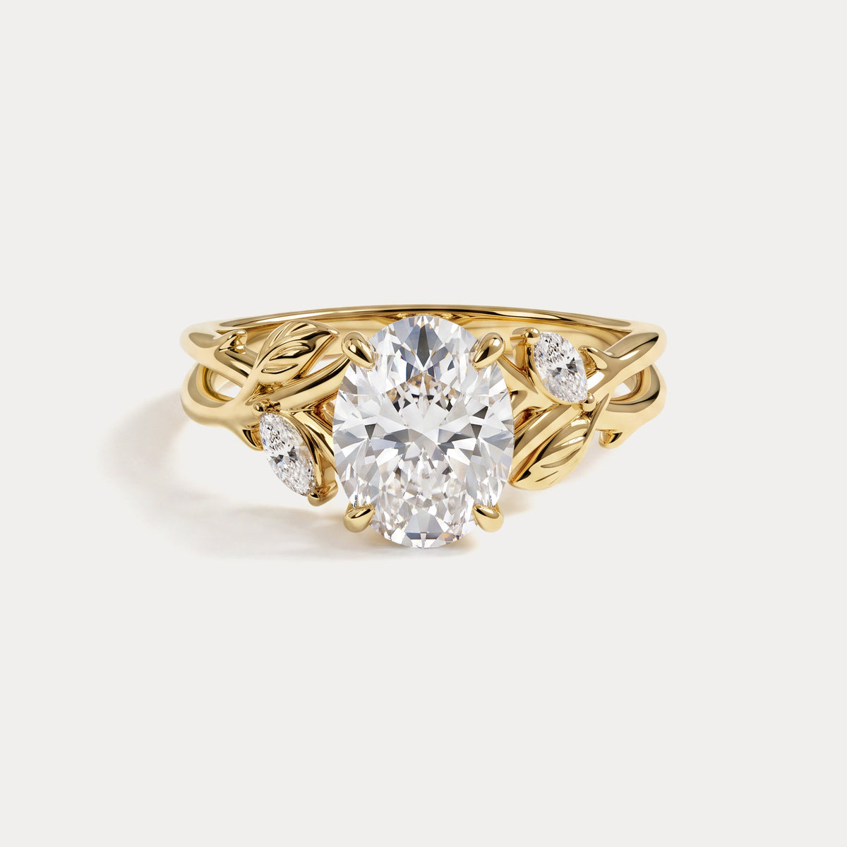 Bellamy丨Oval Cut Lab Diamond Intertwined Vine Engagement Ring - Rings