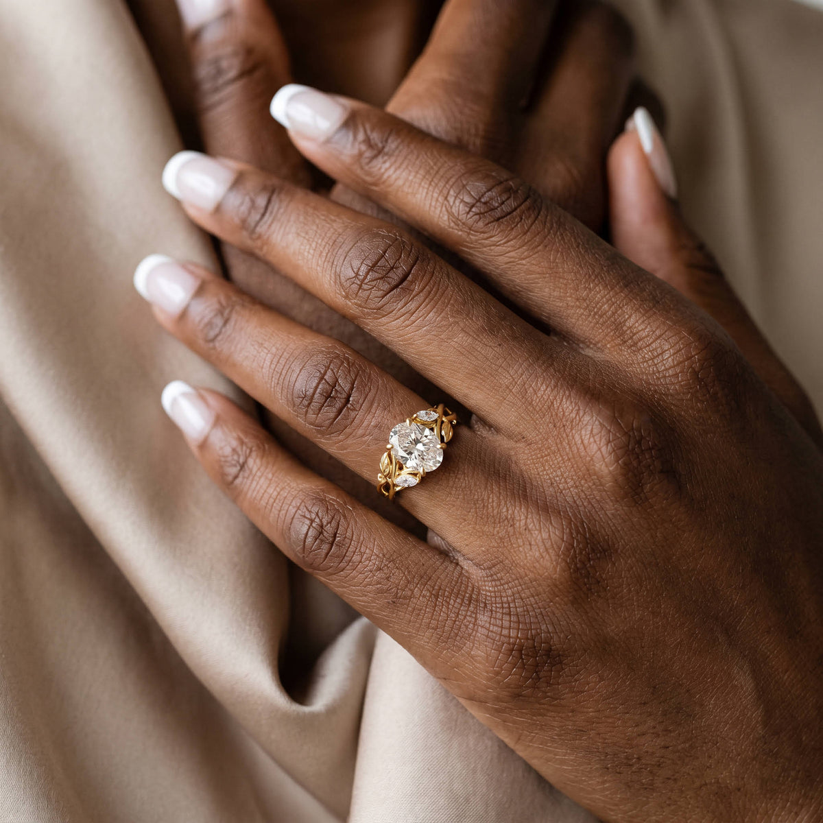 Bellamy丨Oval Cut Lab Diamond Intertwined Vine Engagement Ring - Rings