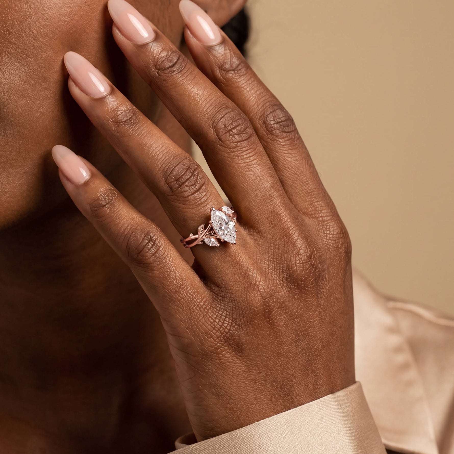 Kathleen丨Marquise Cut Lab-Grown Diamond Nature-Inspired Engagement Ring - Rings