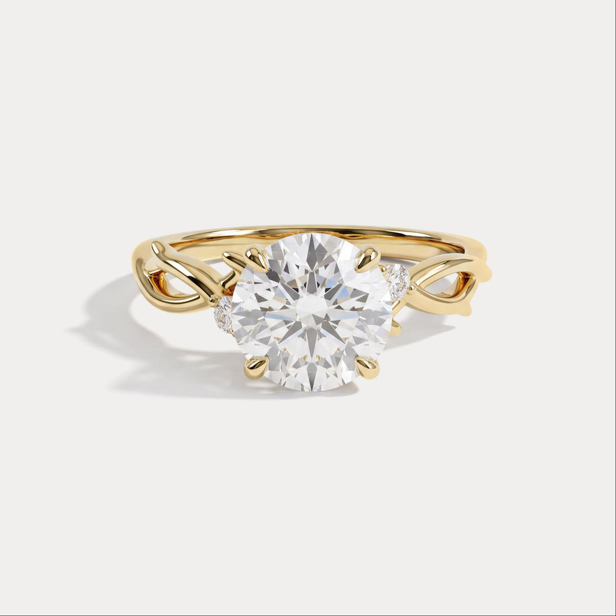 Elinor丨Round Cut Lab Diamond Intertwined Accent Engagement Ring - Rings