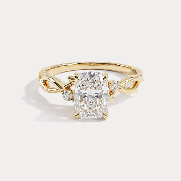 Miranda丨Elongated Cushion Cut Lab Diamond Intertwined Accent Engagement Ring - Rings