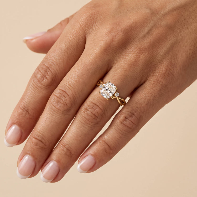 Miranda丨Elongated Cushion Cut Lab Diamond Intertwined Accent Engagement Ring - Rings