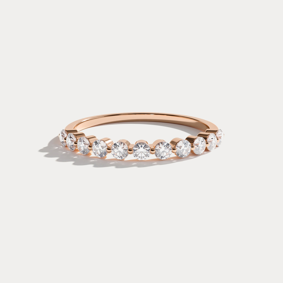 Half Eternity Lab Grown Diamond Ring-Round Cut Stackable Wedding Band - Rings
