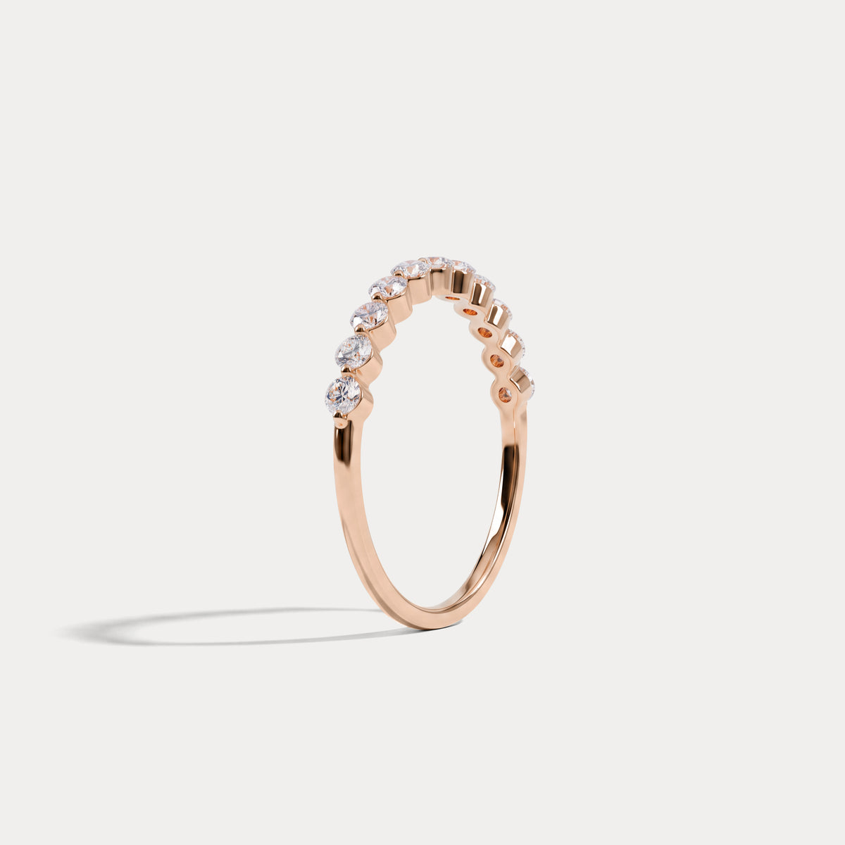 Half Eternity Lab Grown Diamond Ring-Round Cut Stackable Wedding Band - Rings