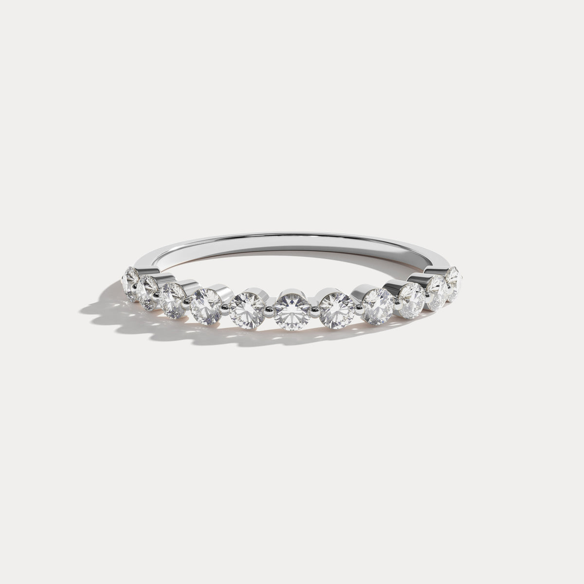Half Eternity Lab Grown Diamond Ring-Round Cut Stackable Wedding Band - Rings
