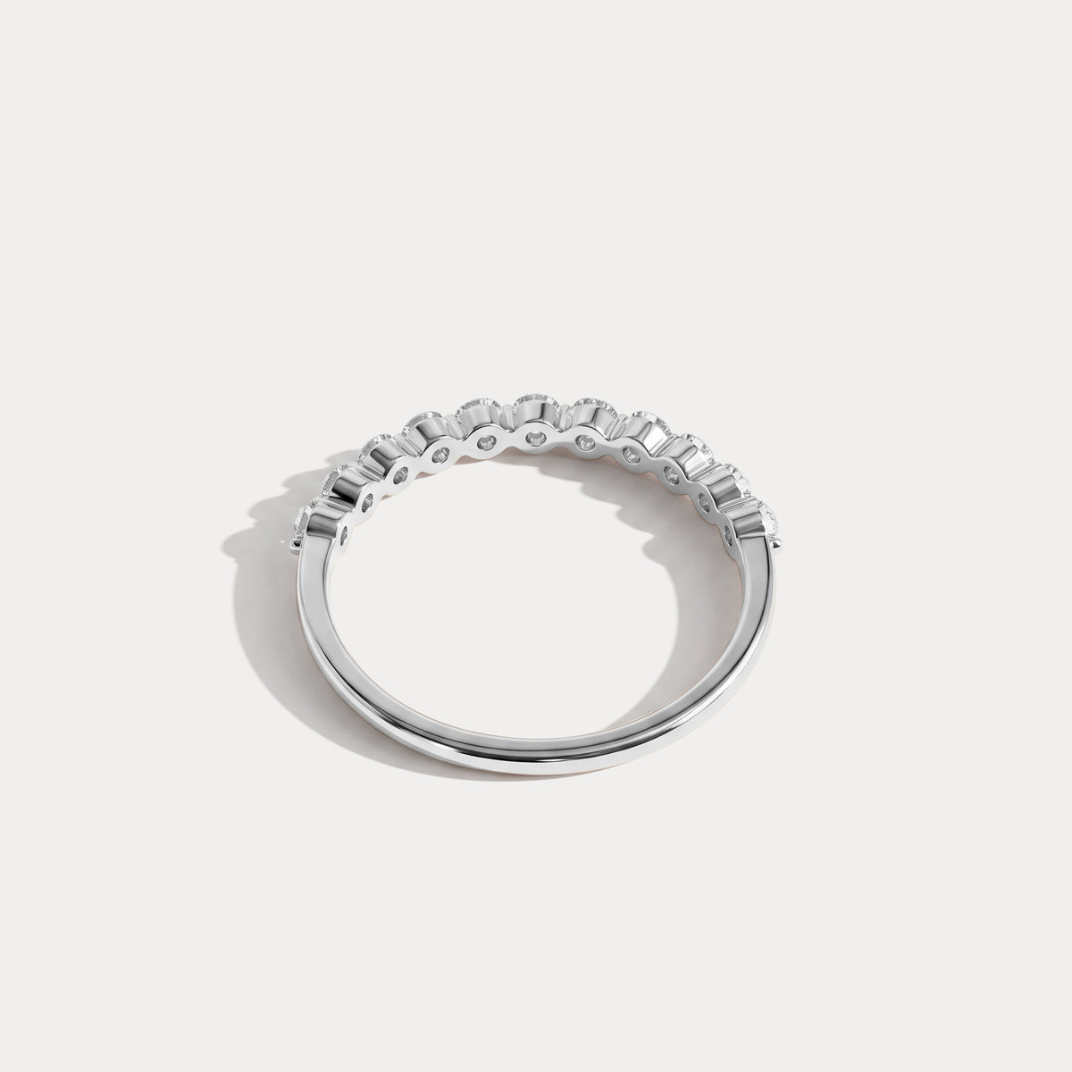 Half Eternity Lab Grown Diamond Ring-Round Cut Stackable Wedding Band - Rings