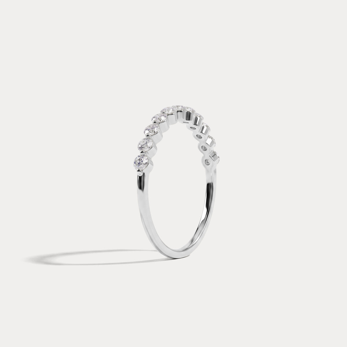 Half Eternity Lab Grown Diamond Ring-Round Cut Stackable Wedding Band - Rings