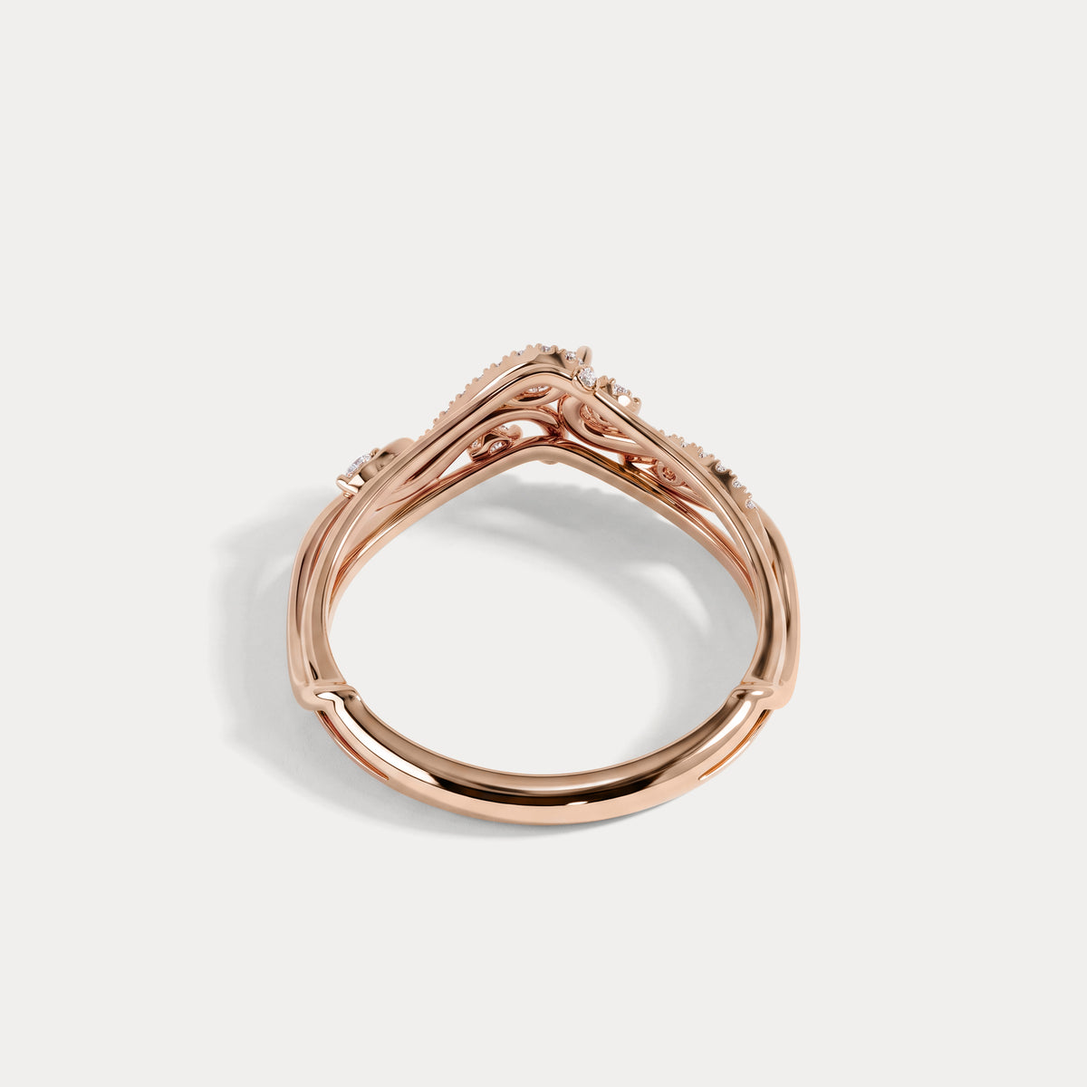 Marquise and Round Lab-Grown Diamond Twisted Curved Wedding Band - Rings