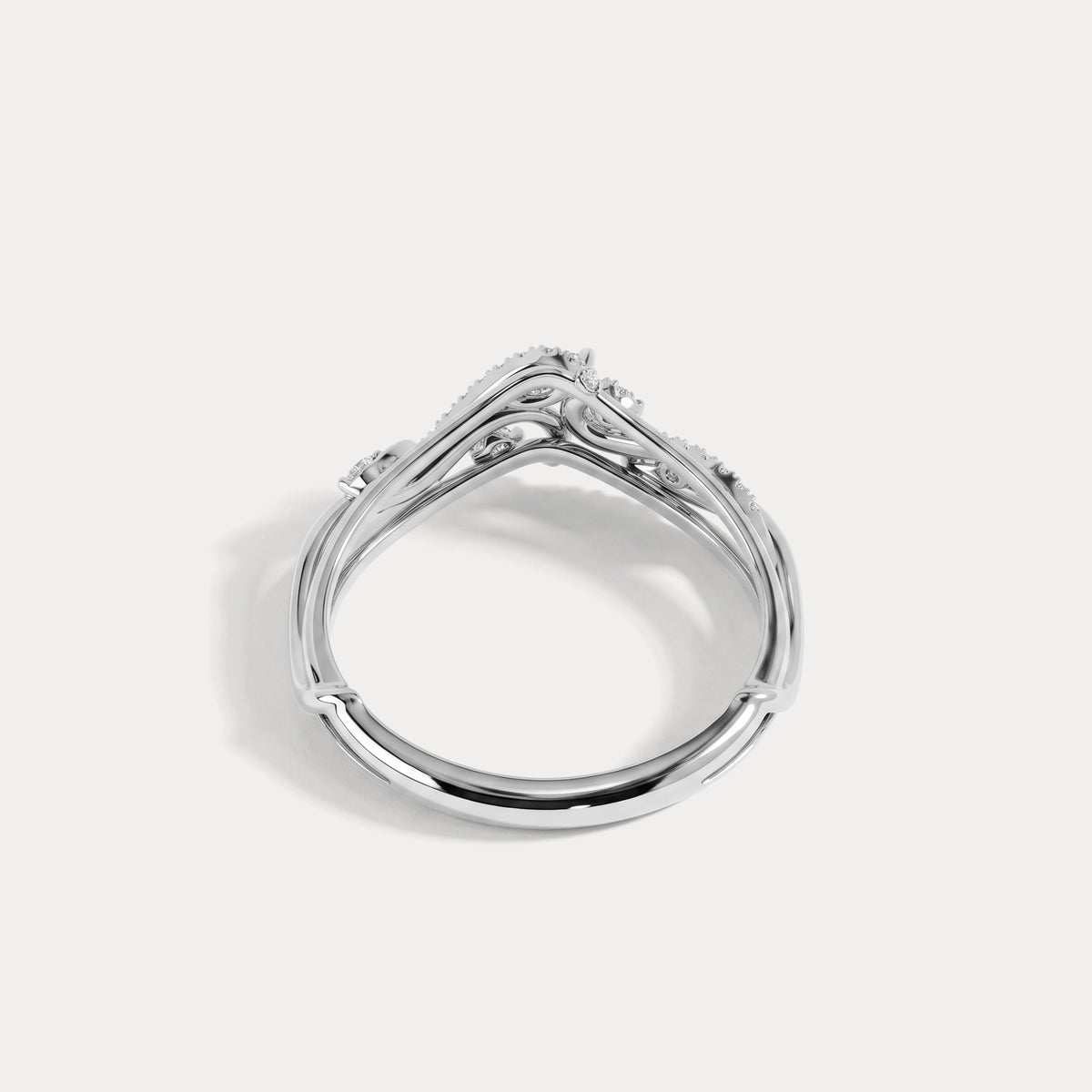 Marquise and Round Lab-Grown Diamond Twisted Curved Wedding Band - Rings