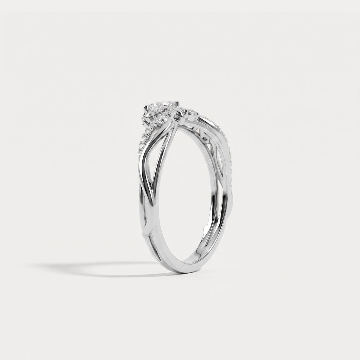 Marquise and Round Lab-Grown Diamond Twisted Curved Wedding Band - Rings