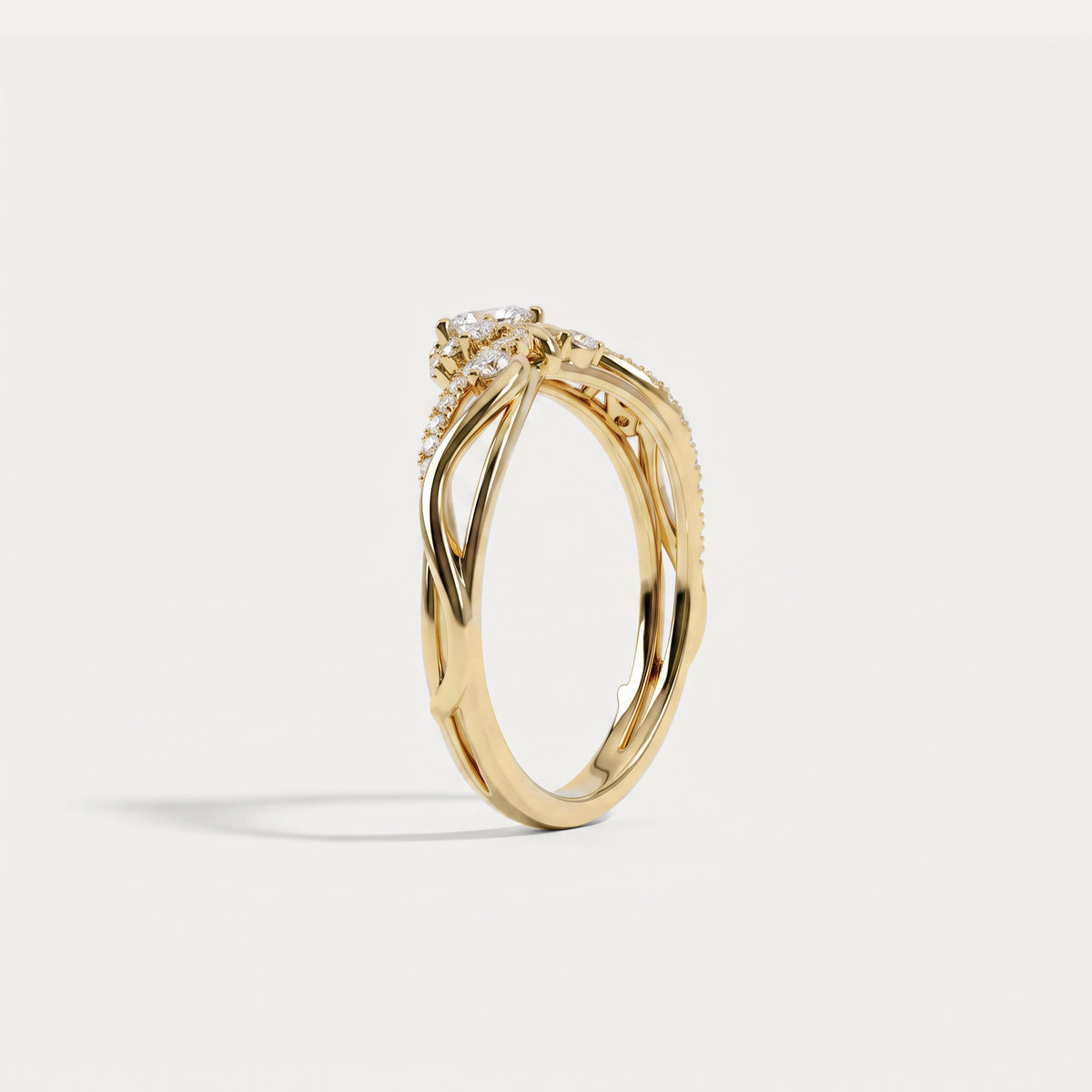 Marquise and Round Lab-Grown Diamond Twisted Curved Wedding Band - Rings