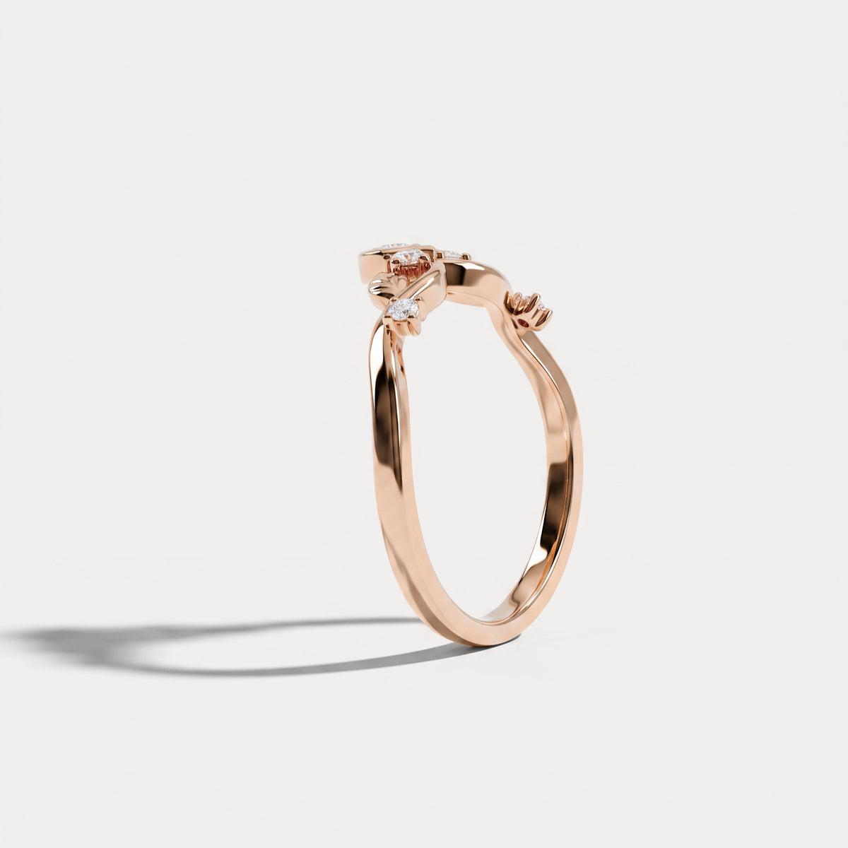 Botanical Leaf Vine Five-Stone Lab Diamond Wedding Band - Rings
