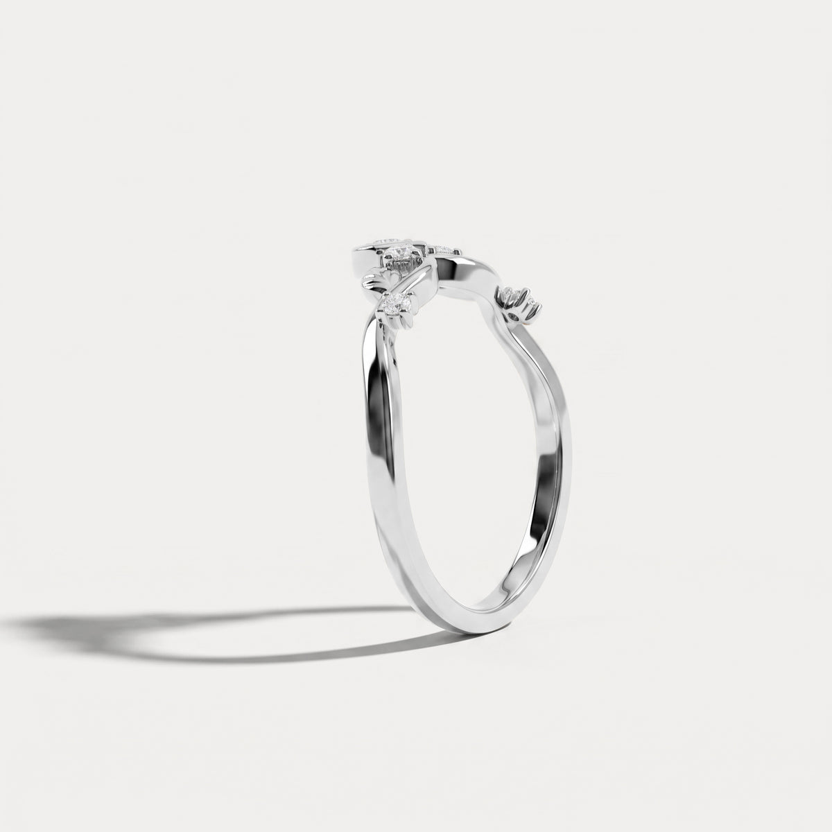 Botanical Leaf Vine Five-Stone Lab Diamond Wedding Band - Rings