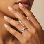 Botanical Leaf Vine Five-Stone Lab Diamond Wedding Band - Rings