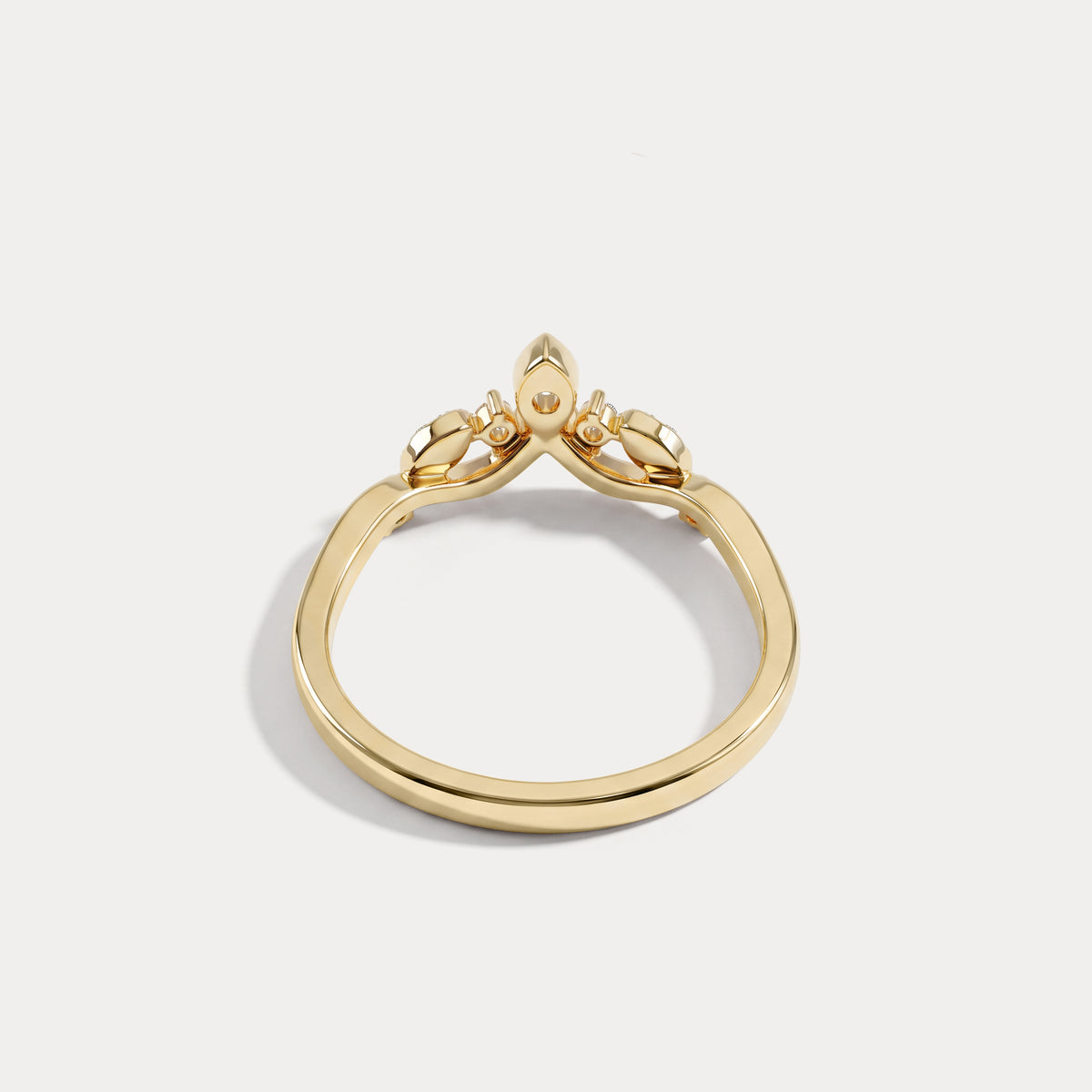 Botanical Leaf Vine Five-Stone Lab Diamond Wedding Band - Rings