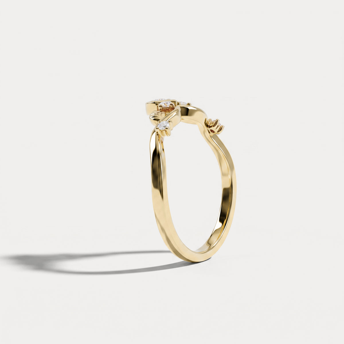 Botanical Leaf Vine Five-Stone Lab Diamond Wedding Band - Rings