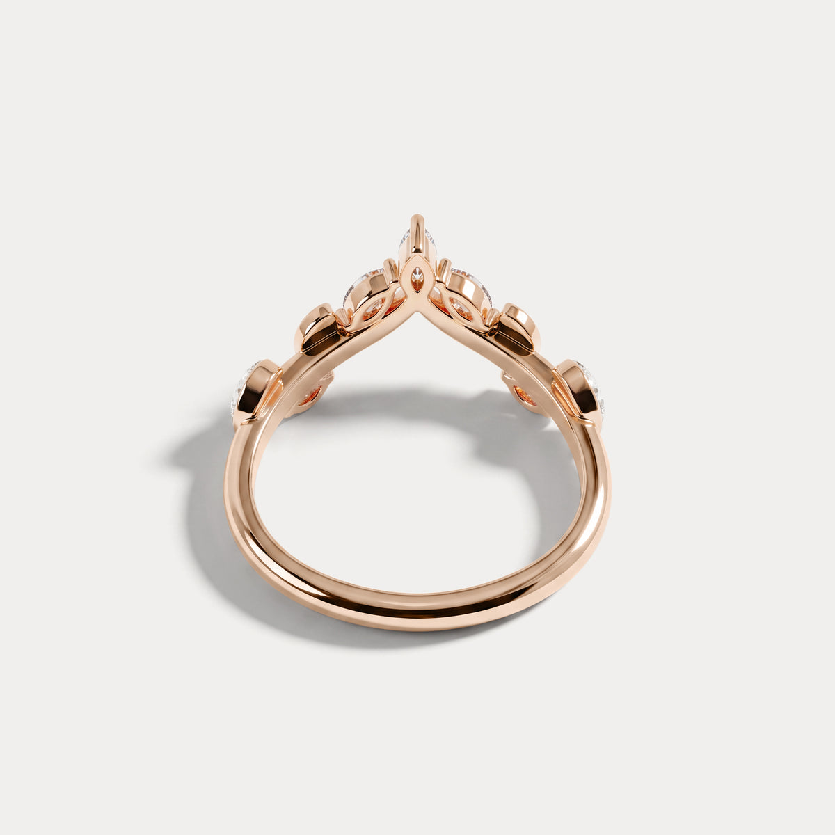 Marquise Leaf Chevron Five-Stone Lab Diamond Wedding Band - Rings