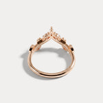 Marquise Leaf Chevron Five-Stone Lab Diamond Wedding Band - Rings