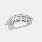 Marquise Leaf Chevron Five-Stone Lab Diamond Wedding Band - Rings
