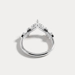 Marquise Leaf Chevron Five-Stone Lab Diamond Wedding Band - Rings