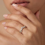 Marquise Leaf Chevron Five-Stone Lab Diamond Wedding Band - Rings