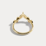 Marquise Leaf Chevron Five-Stone Lab Diamond Wedding Band - Rings