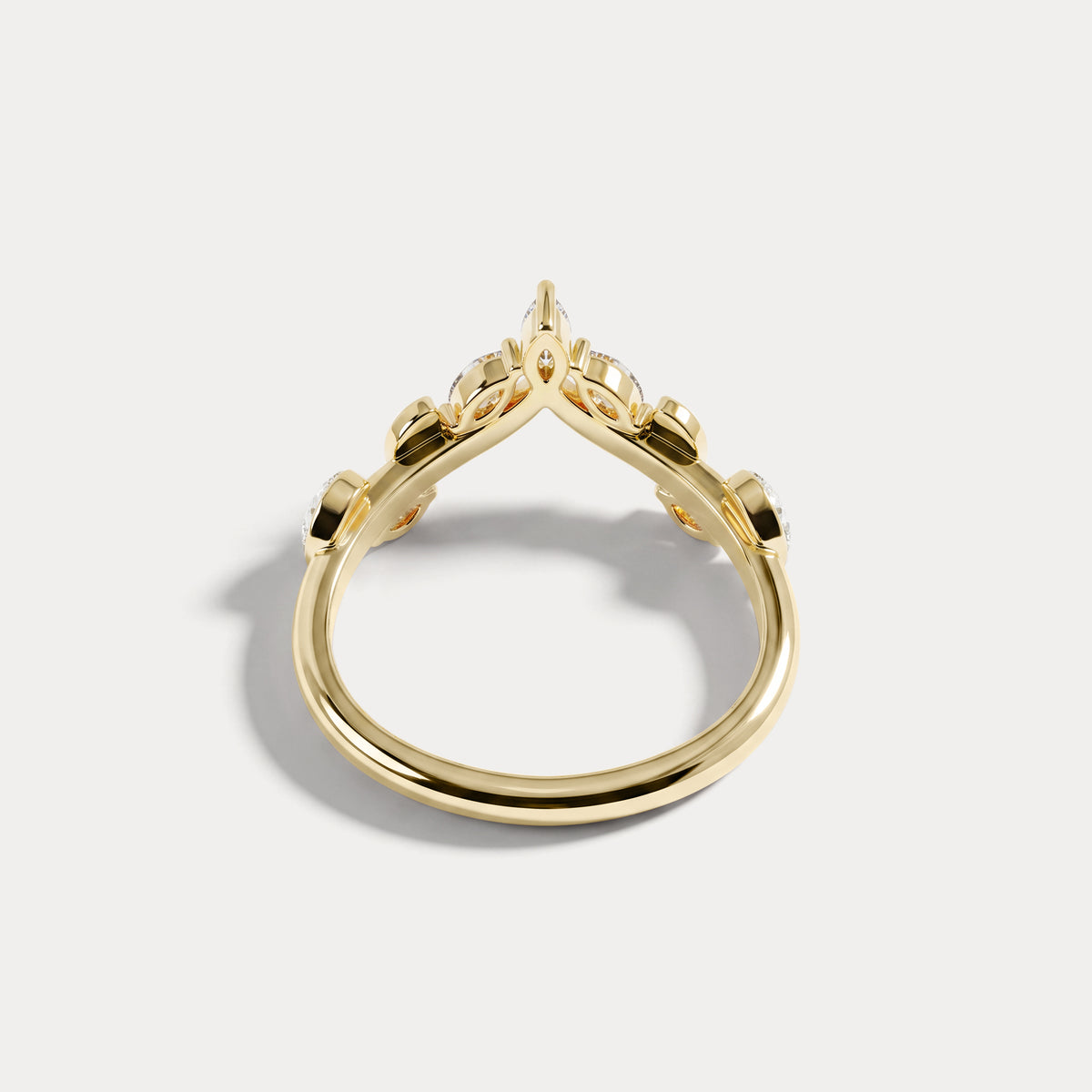 Marquise Leaf Chevron Five-Stone Lab Diamond Wedding Band - Rings