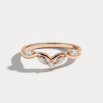 Marquise Scattered Five-Stone Curved Lab Diamond Wedding Band - Rings