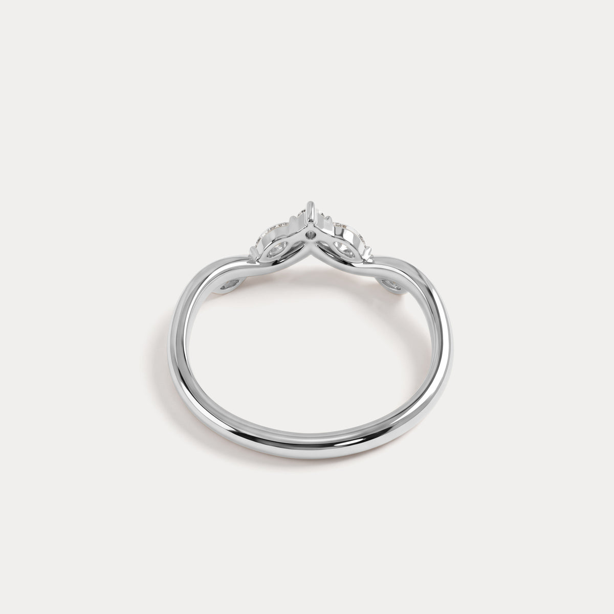 Marquise Scattered Five-Stone Curved Lab Diamond Wedding Band - Rings