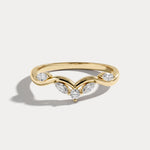 Marquise Scattered Five-Stone Curved Lab Diamond Wedding Band - Rings
