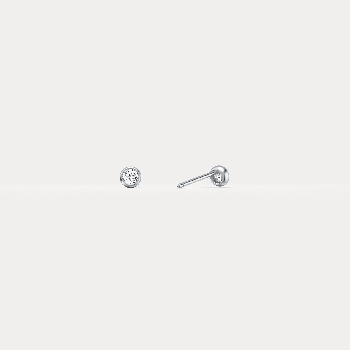 Minimalist Lab Diamond Bezel Stud Earrings in 14K Gold/Platinum - Earrings