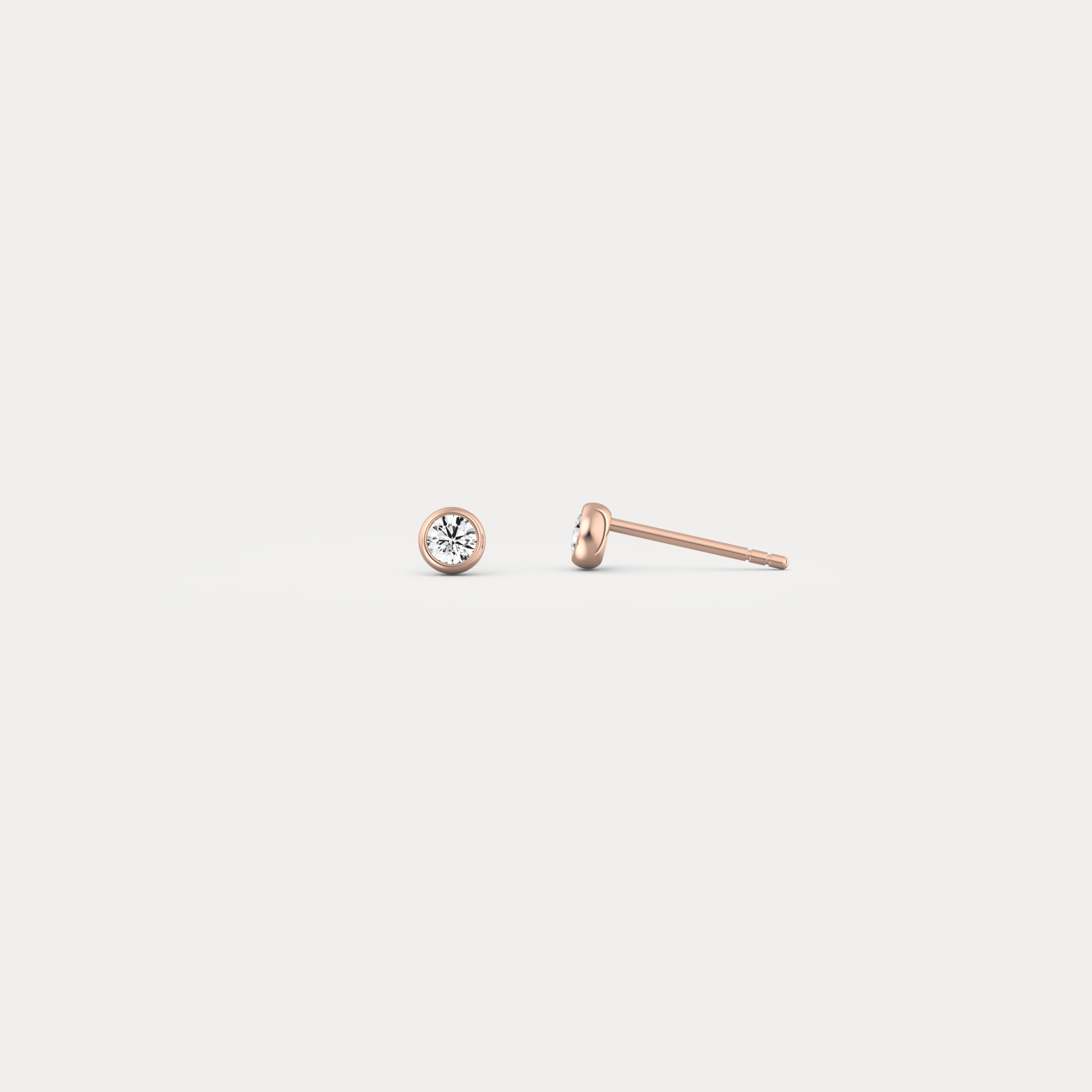 Minimalist Lab Diamond Bezel Stud Earrings in 14K Gold/Platinum - Earrings