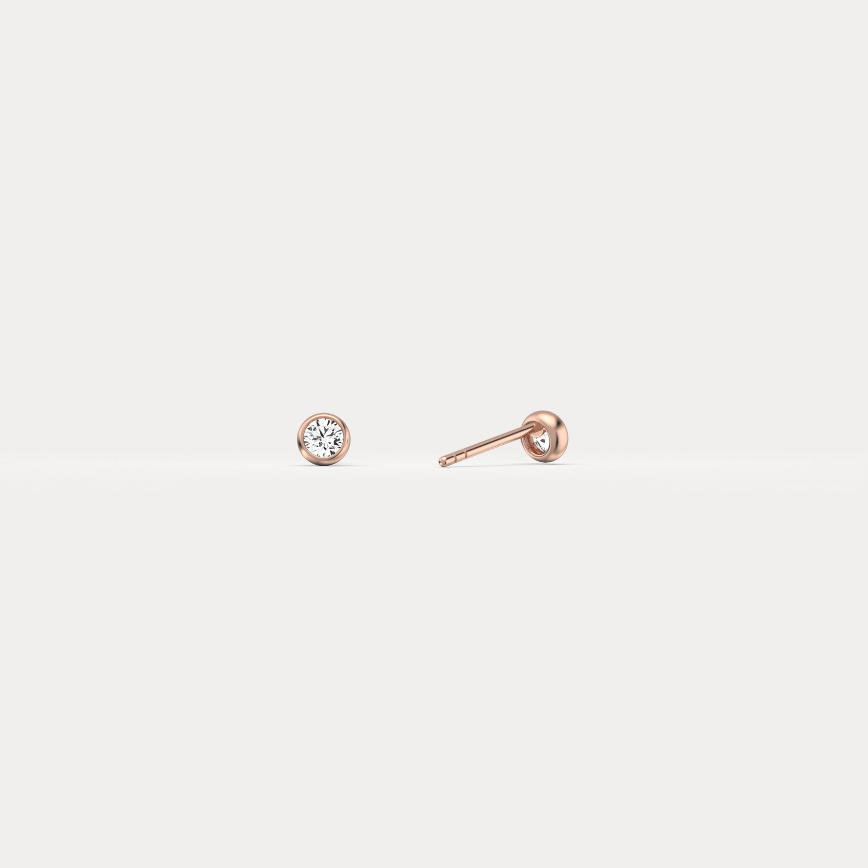 Minimalist Lab Diamond Bezel Stud Earrings in 14K Gold/Platinum - Earrings