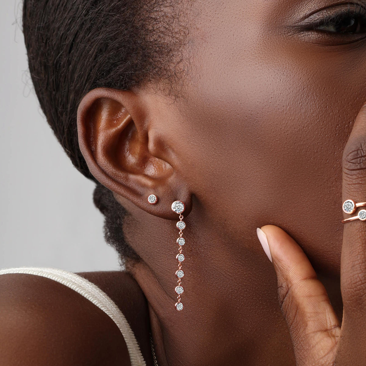 Minimalist Lab Diamond Bezel Stud Earrings in 14K Gold/Platinum - Earrings