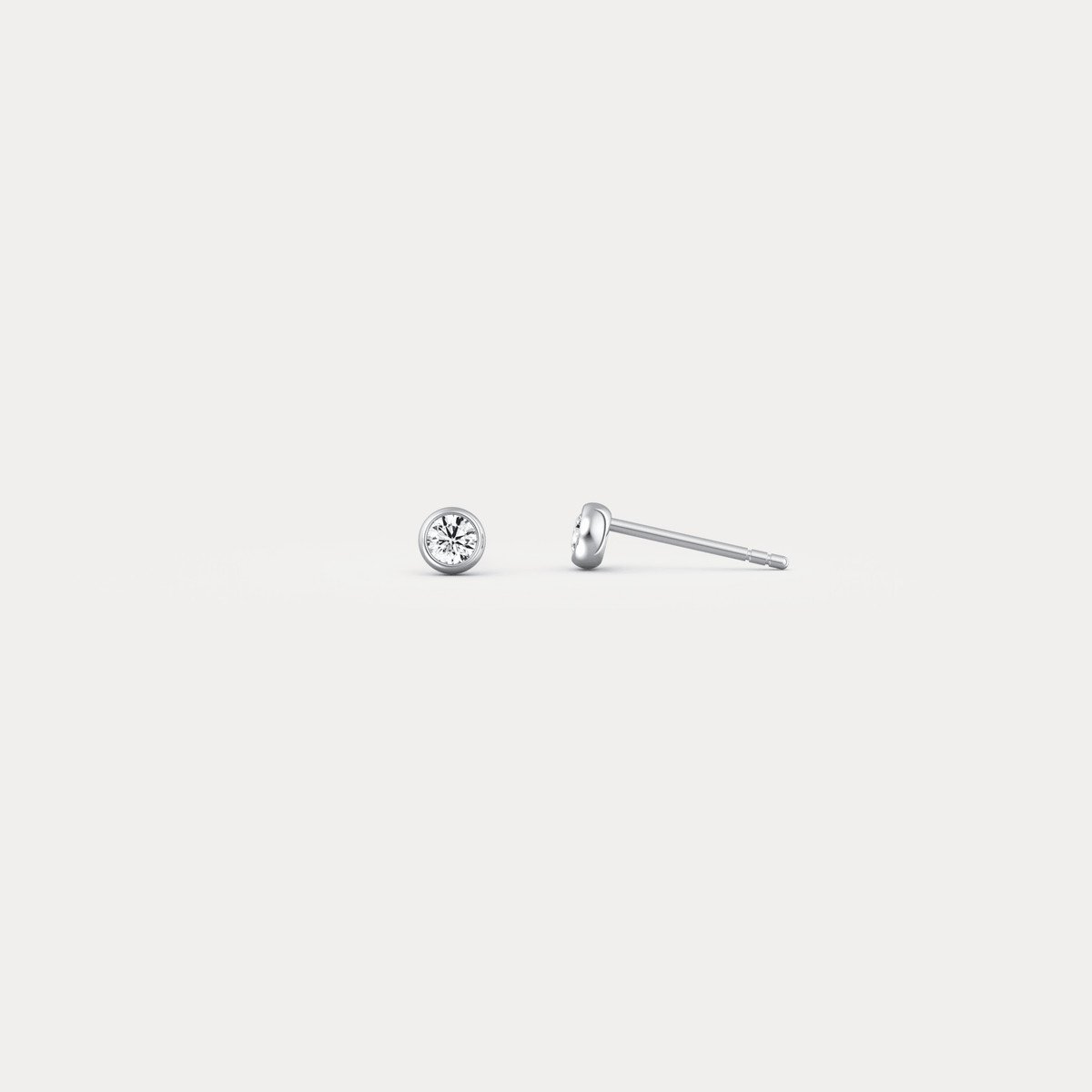 Minimalist Lab Diamond Bezel Stud Earrings in 14K Gold/Platinum - Earrings